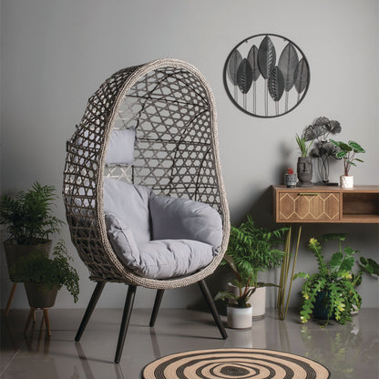 Croft Naples Flat Weave Rattan Garden Cocoon Chair by Croft with Grey