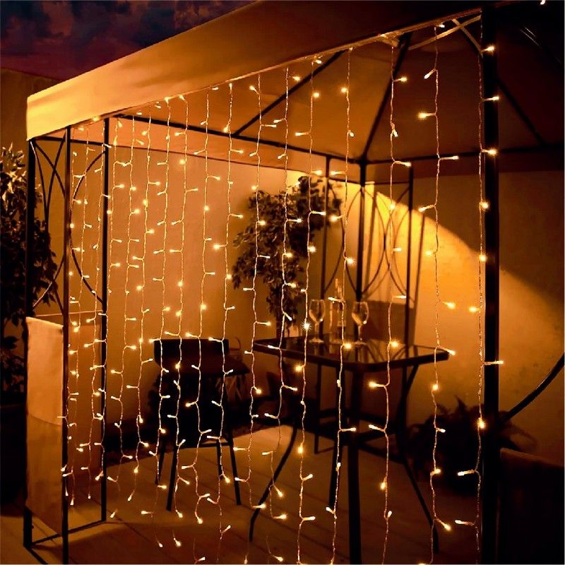 Bright Garden Solar Garden Curtain Lights Decoration 200 Warm White LED - 192cm by Bright Garden