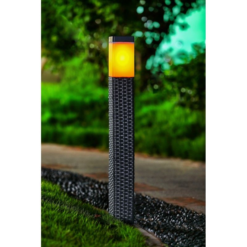 Bright Garden Rattan Solar Garden Light Bollard Decoration 12 Orange LED - 80cm by Bright Garden