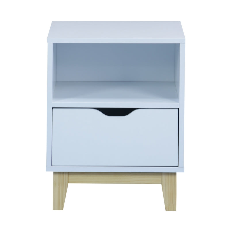 Norfolk Furniture Malmo Bedside Table White 1 Shelf 1 Drawer