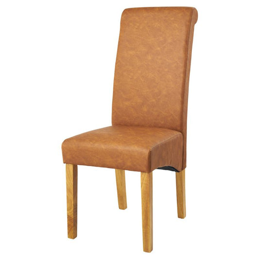 Norfolk Furniture London Dining Chair Wood & Faux Leather Brown