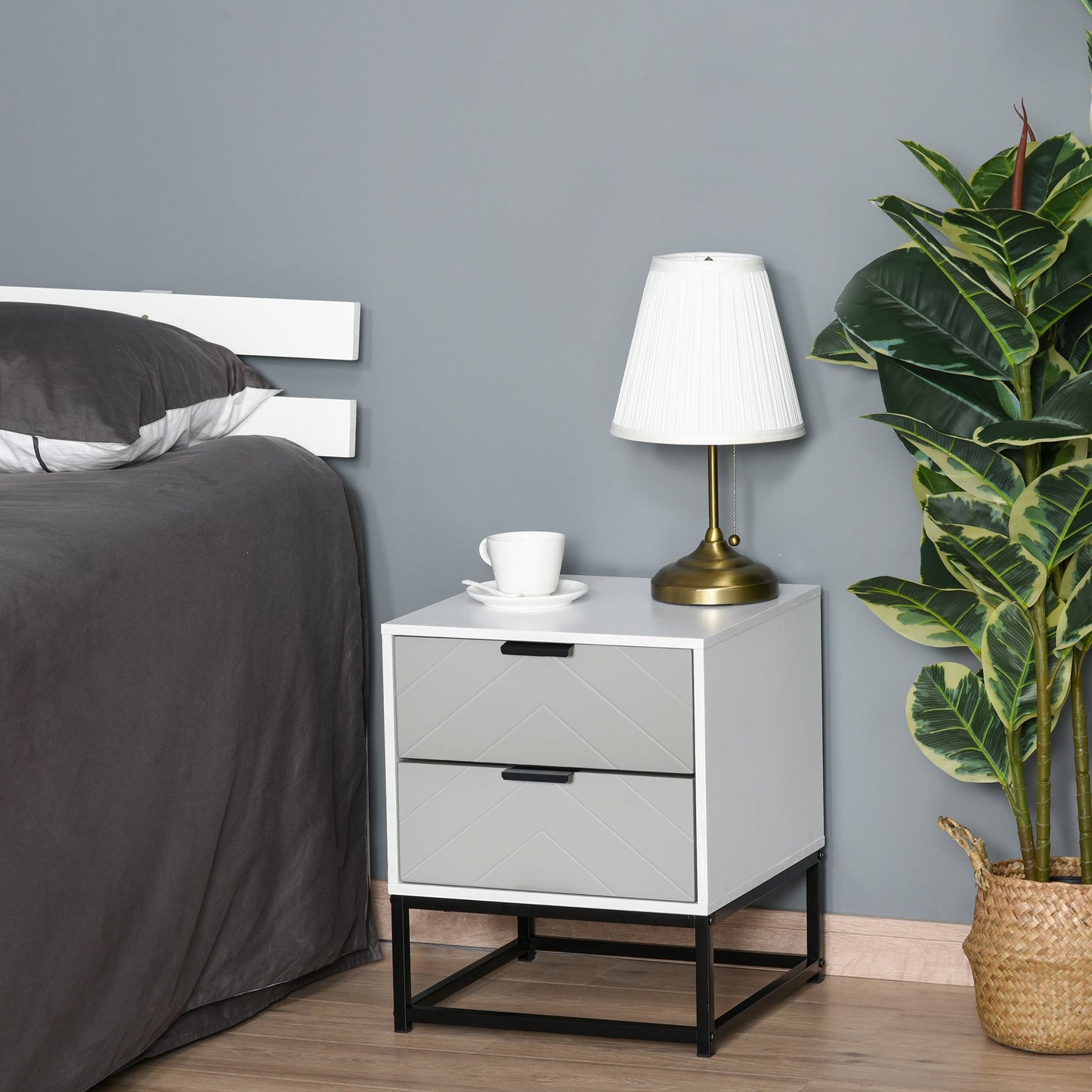 Bedside Cabinet with 2 Drawer Storage Unit