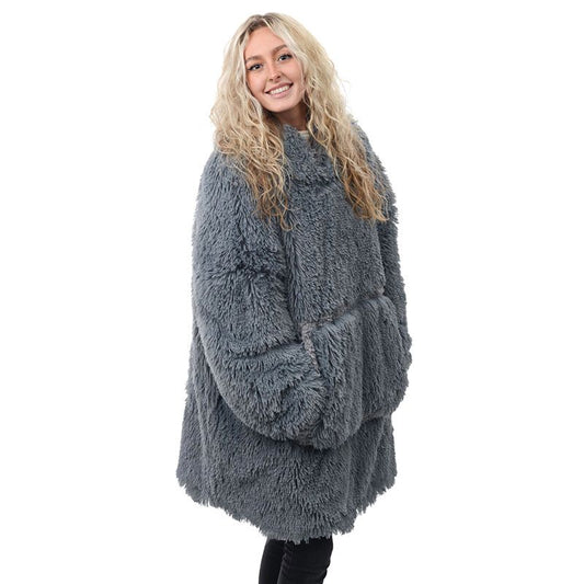 ValuePlus Shaggy Shoodie Hooded Fleece Grey - One Size