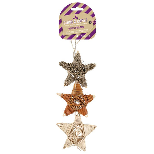 Woven Star Trio Festive Hanging Gnaw Toy For Small Animals