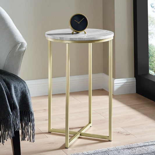 Norfolk Furniture Deco Circular Side Table Gold and Grey