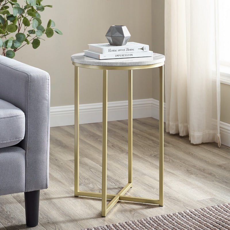 Norfolk Furniture Deco Circular Side Table Gold and Grey