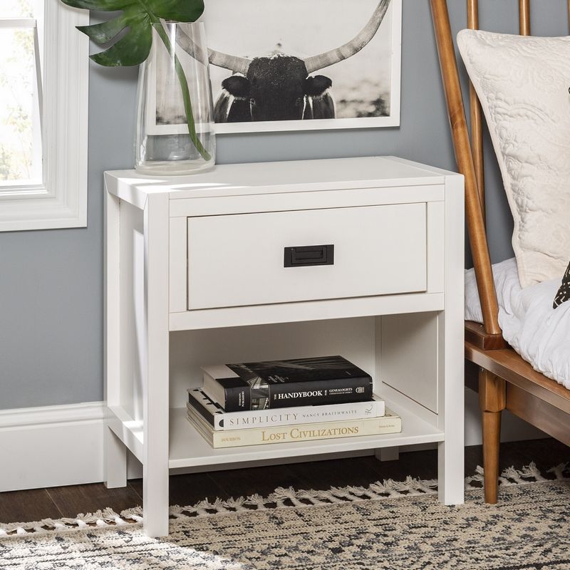 Norfolk Furniture Contemporary Bedside Table White 1 Shelf 1 Drawer