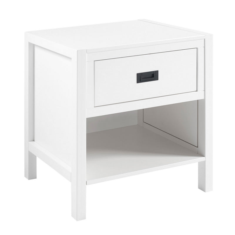 Norfolk Furniture Contemporary Bedside Table White 1 Shelf 1 Drawer