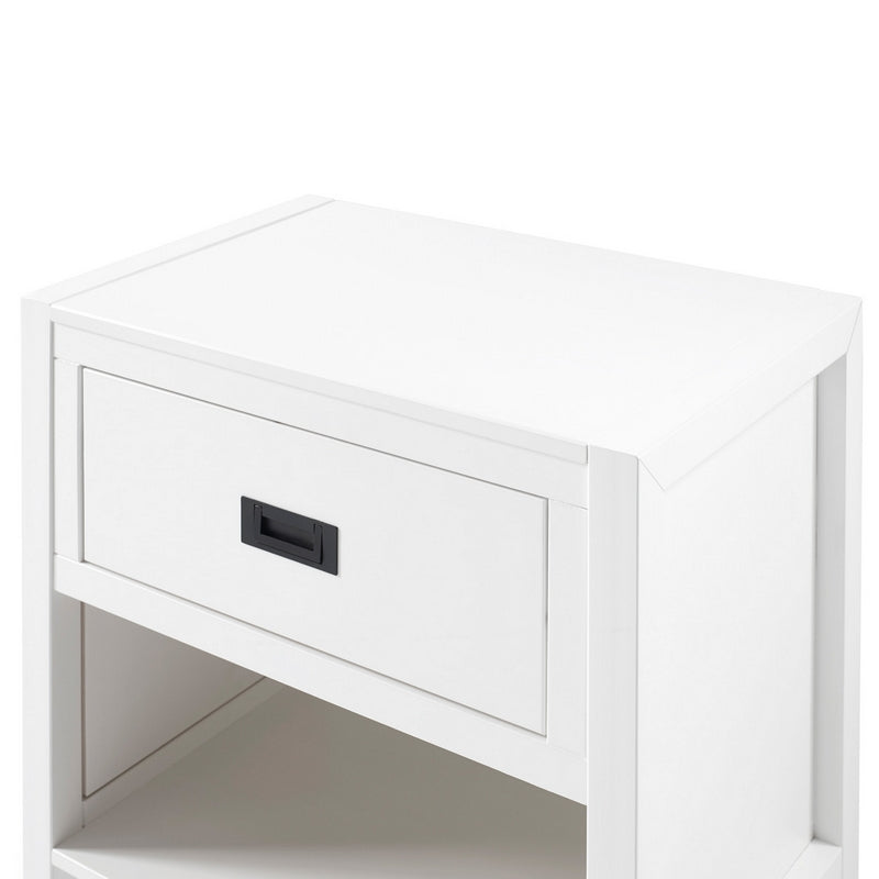 Norfolk Furniture Contemporary Bedside Table White 1 Shelf 1 Drawer