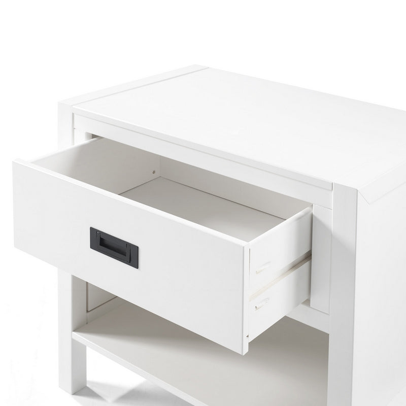 Norfolk Furniture Contemporary Bedside Table White 1 Shelf 1 Drawer