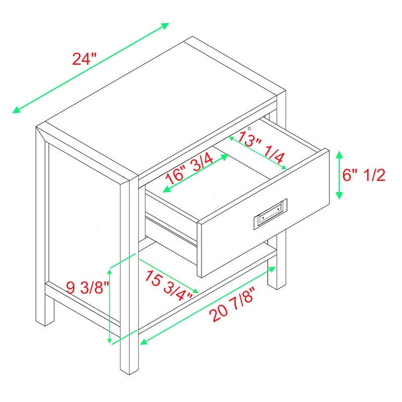 Norfolk Furniture Contemporary Bedside Table White 1 Shelf 1 Drawer