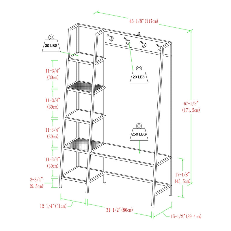 Norfolk Furniture Rustic Tall Shelving Unit Black 5 Shelves