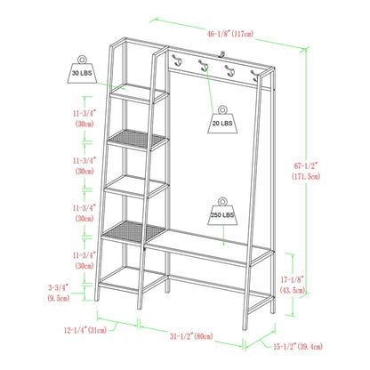 Norfolk Furniture Rustic Tall Shelving Unit Black 5 Shelves