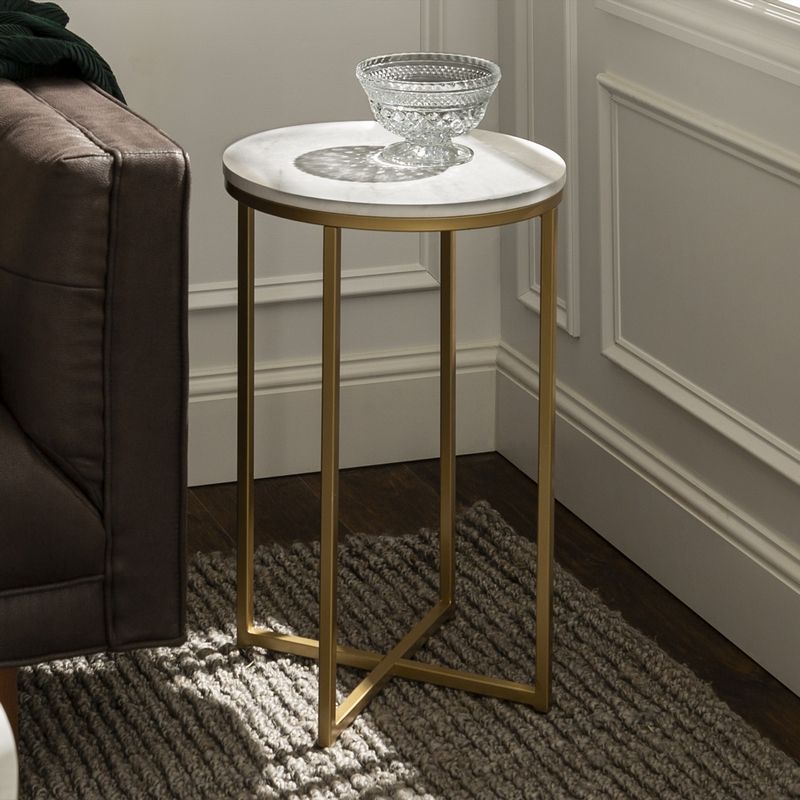 Norfolk Furniture Deco Circular Side Table Gold and White