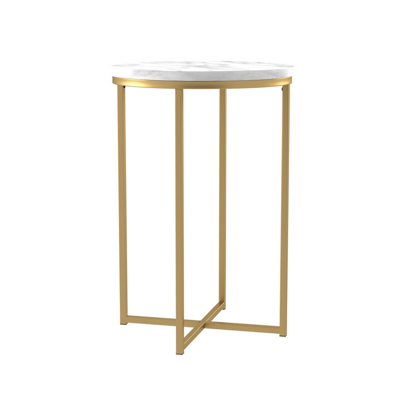 Norfolk Furniture Deco Circular Side Table Gold and White