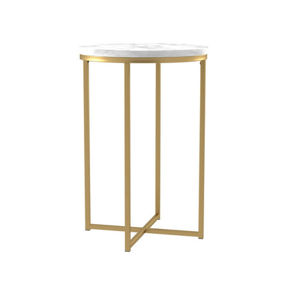 Norfolk Furniture Deco Circular Side Table Gold and White