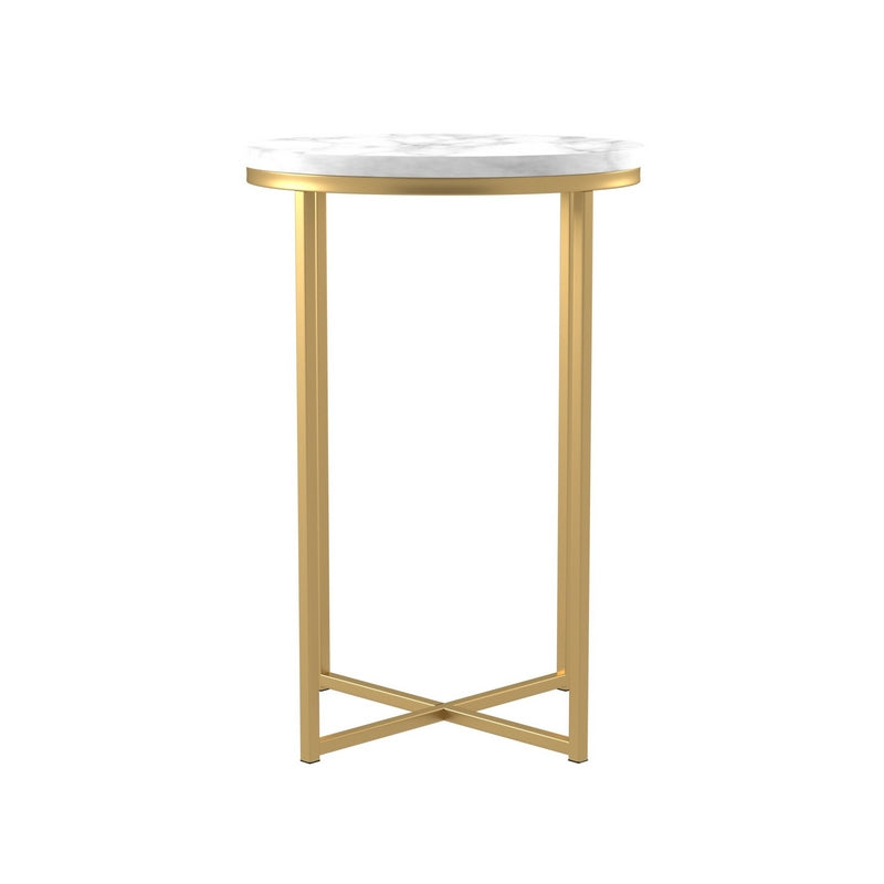 Norfolk Furniture Deco Circular Side Table Gold and White