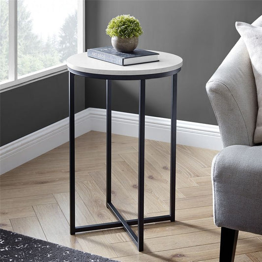 Norfolk Furniture Deco Circular Side Table Black & White