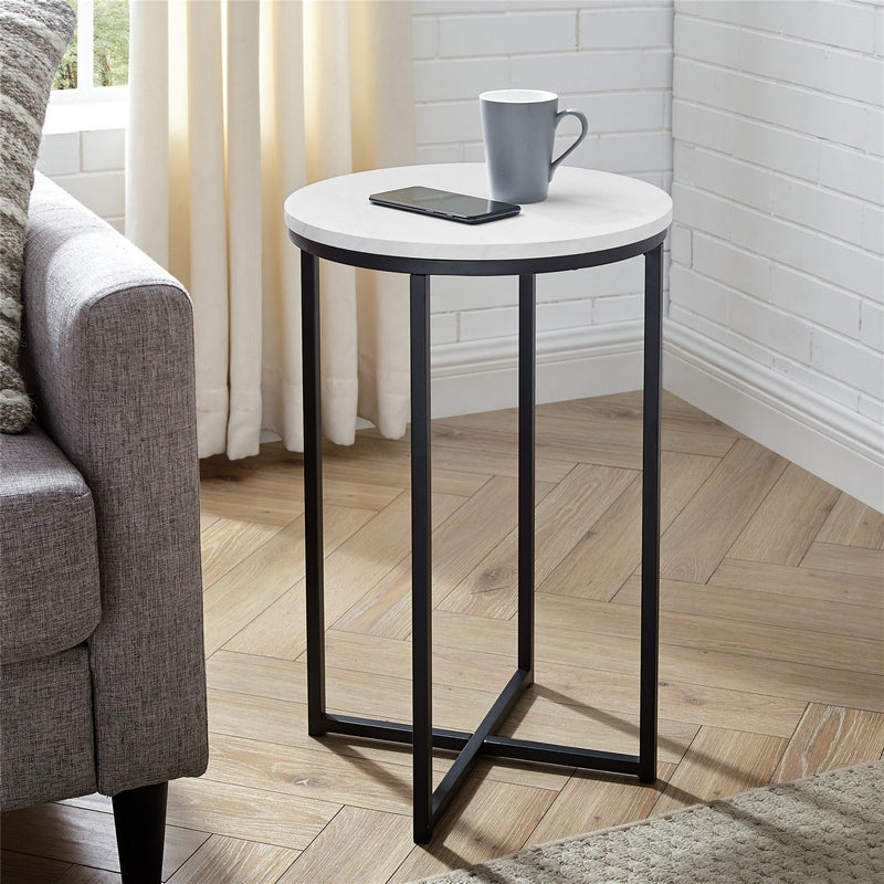 Norfolk Furniture Deco Circular Side Table Black & White