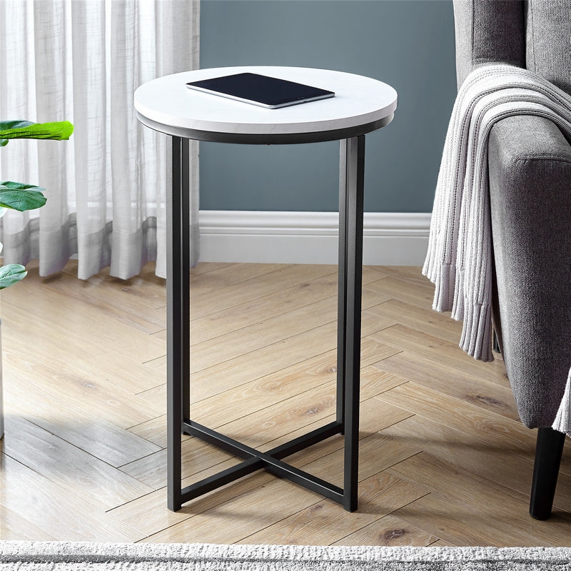 Norfolk Furniture Deco Circular Side Table Black & White