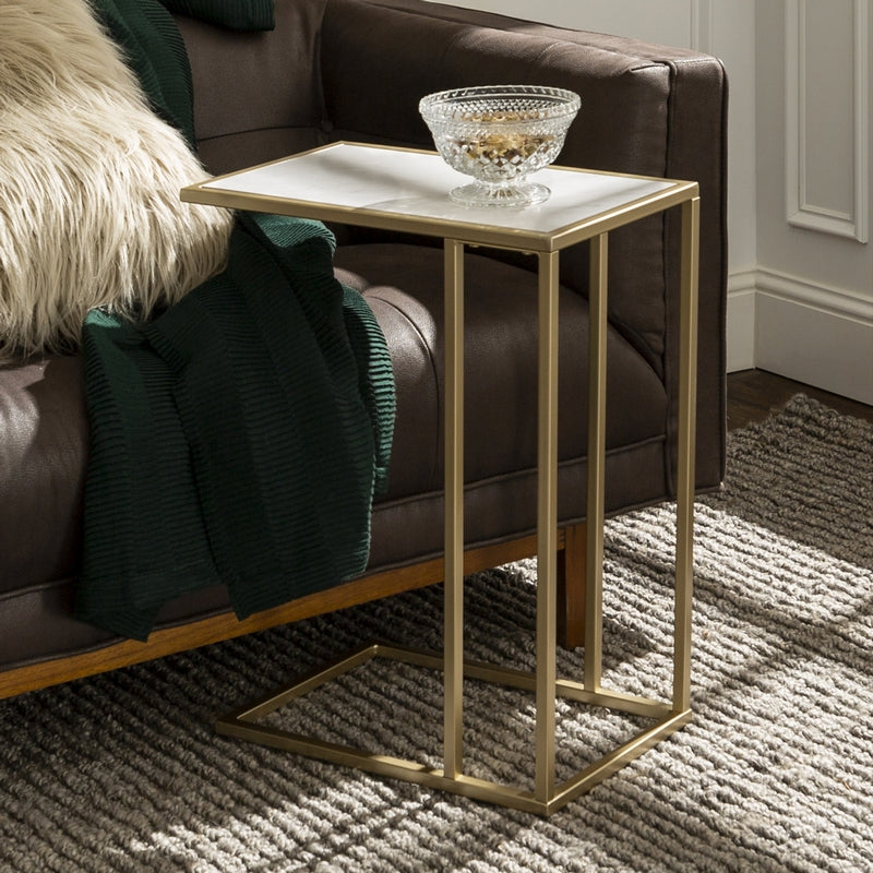 Deco Side Table Gold and White