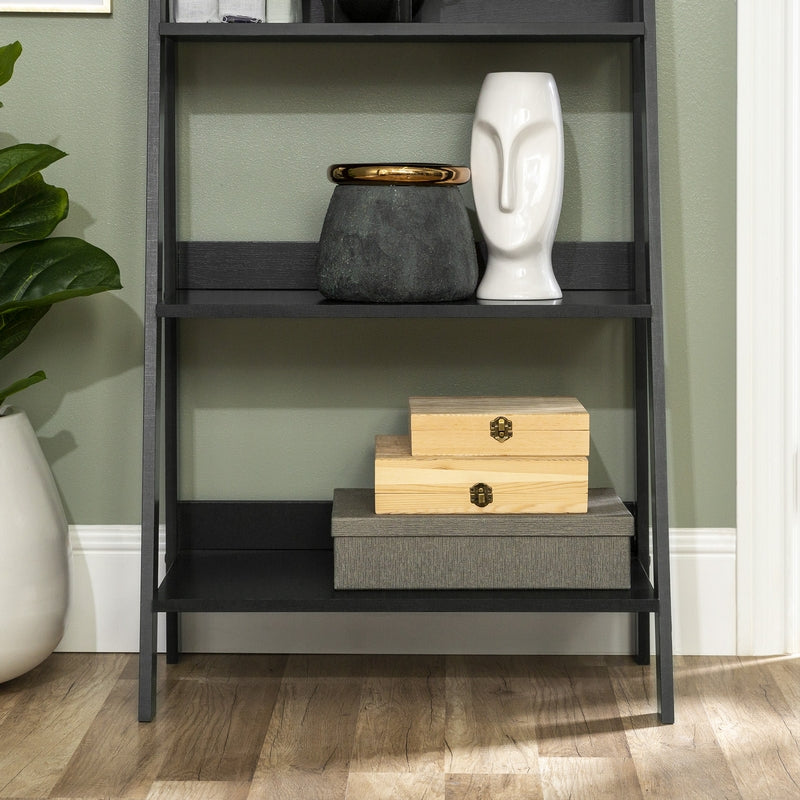 Ladder Tall Bookcase Black 4 Shelves