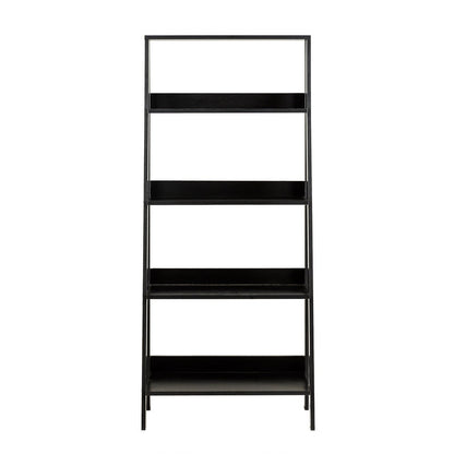 Ladder Tall Bookcase Black 4 Shelves