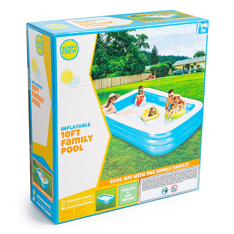 Sunny Crew Inflatable Family Garden Pool - 3 Ring 10ft