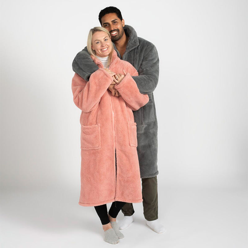 ValuePlus Faux Fur Fleece Zip-Up Gown Pink - One Size