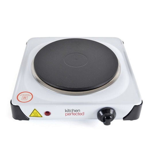 Kitchen Perfected Single Electric Hotplate Cast Iron White - 1500W