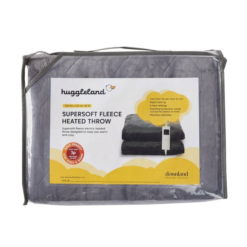 Huggleland Huggleland Supersoft Electric Heated Fleece Throw - Dark Grey 152cm