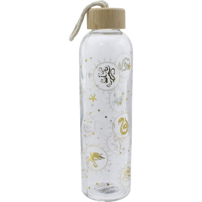 Harry Potter Harry Potter Glass Water Bottle with Gold Hogwarts Pattern 500ml