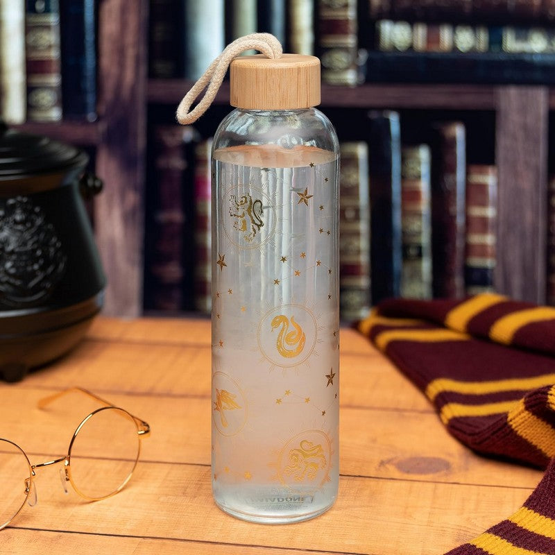 Harry Potter Harry Potter Glass Water Bottle with Gold Hogwarts Pattern 500ml