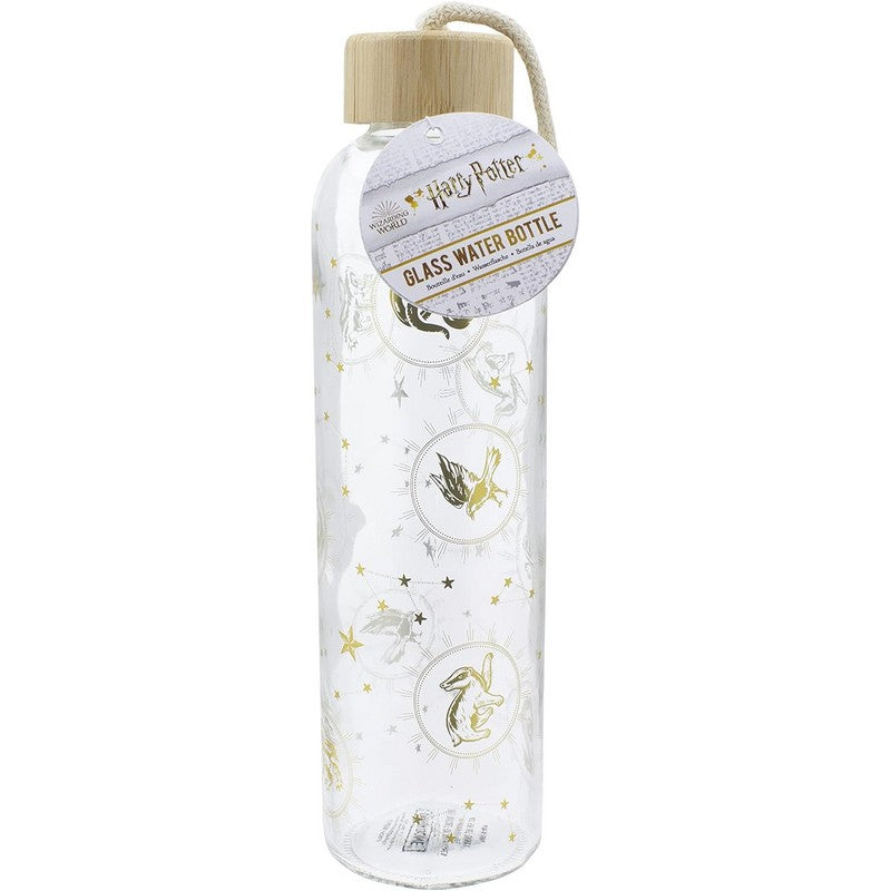 Harry Potter Harry Potter Glass Water Bottle with Gold Hogwarts Pattern 500ml