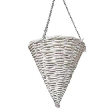 Garden Hanging Basket White Willow Cone 30cm By Croft