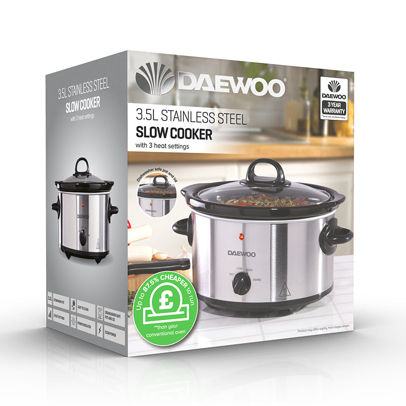 Daewoo Daewoo Slow Cooker Stainless Steel - 3.5L