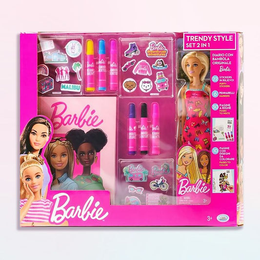 Mattel Barbie Trendy Style Stationery Stickers and Doll Set