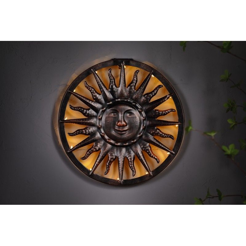 Sun Solar Garden Wall Light Decoration 12 Warm White LED - 40.5cm by Bright Garden