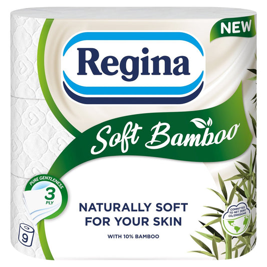 9x Regina Soft Bamboo 3 Ply Toilet Tissue