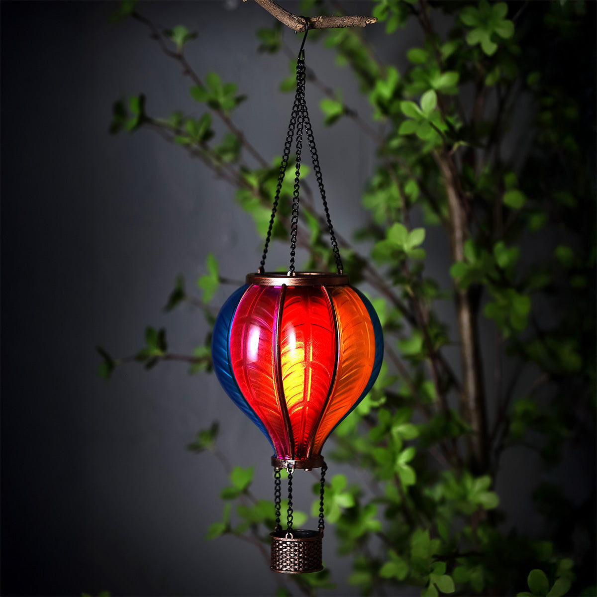 Hot Air Balloon Solar Garden Lantern Decoration 20 Multicolour LED - 46.5cm by Bright Garden