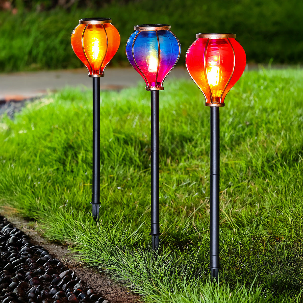 Hot Air Balloon Solar Garden Stake Light 12 Warm White LED - 53cm by Bright Garden