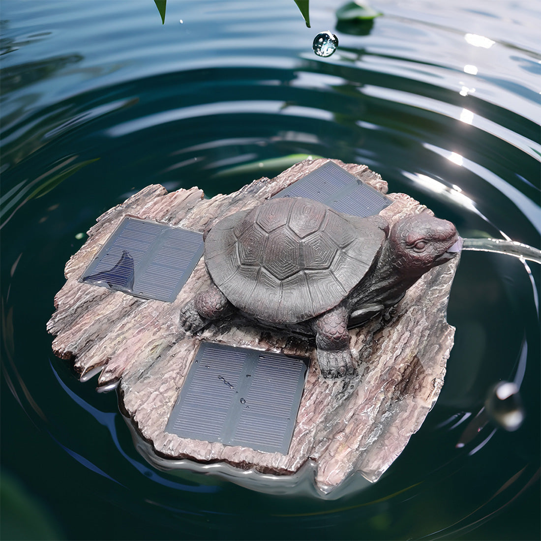 Floating Turtle Fountain Solar Garden Light Water Feature Decoration - 32cm by Bright Garden