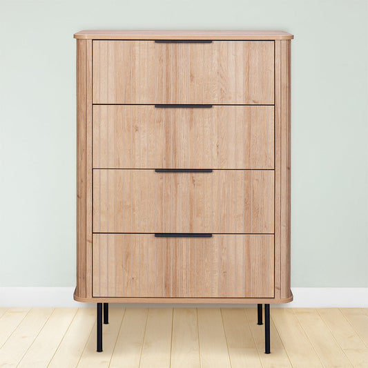 Oslo Tall Chest of Drawers Natural 4 Drawers