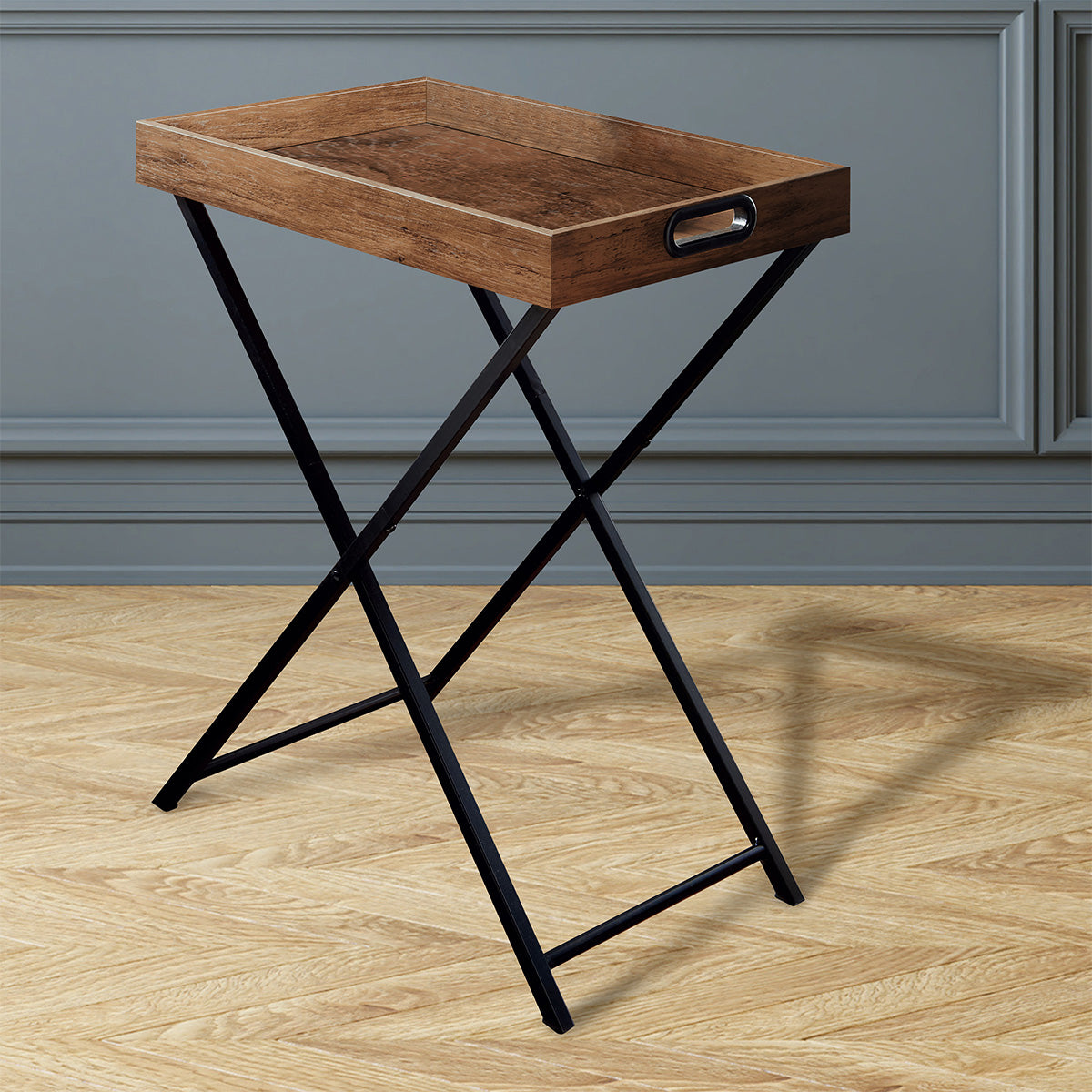 Brooklyn Side Tray Table Black & Brown