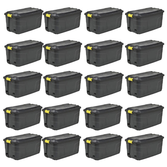 Strata 20 x Plastic Storage Box 145 Litres Extra Large - Black Heavy Duty by Strata