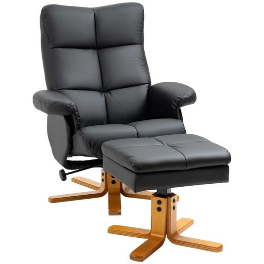 Homcom Homcom Faux Leather Swivel Recliner Chair with Footstool