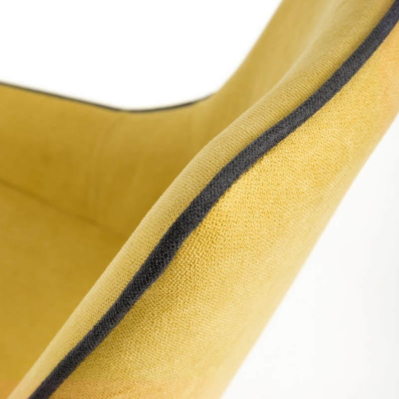 Shankar Pair of Contemporary Dining Chairs Yellow Chenille - Black Metal Legs