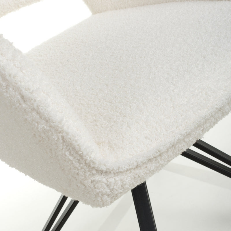 Shankar Pair of Contemporary Swivel Dining Chairs White Chenille Diamond Stitch