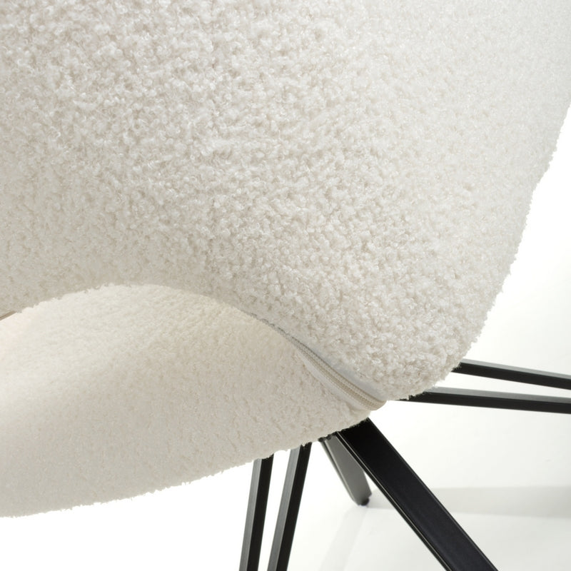 Shankar Pair of Contemporary Swivel Dining Chairs White Chenille Diamond Stitch