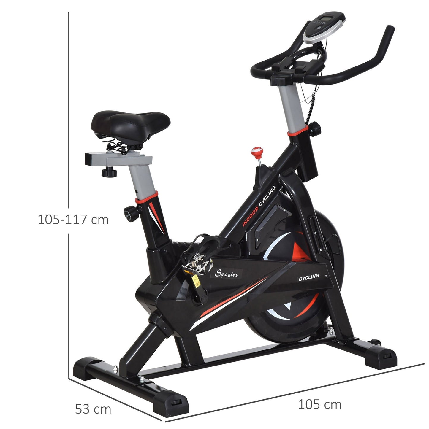 Steel Stationary Bike 5-Level Exercise Bike w/ LCD Monitor